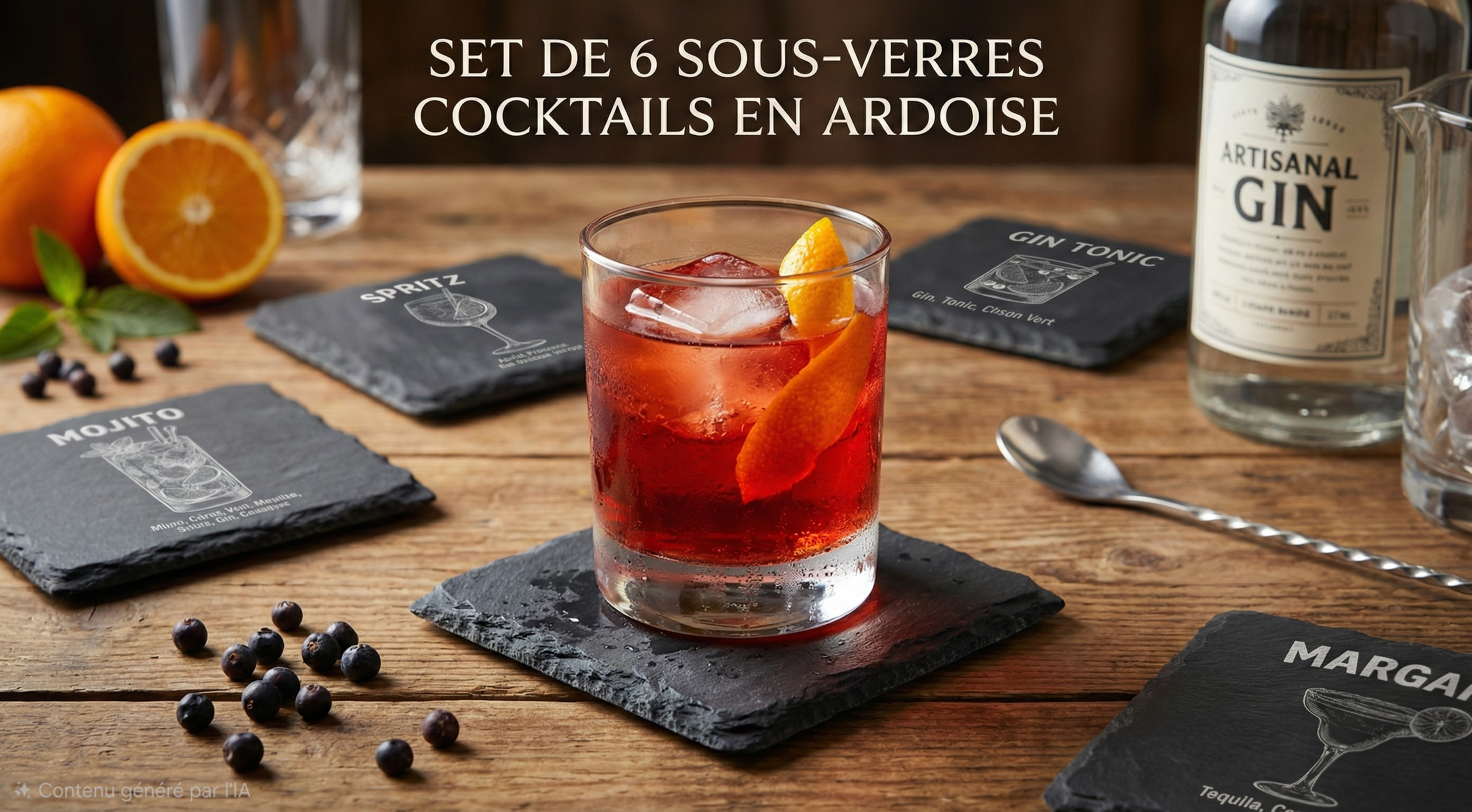 Set de 6 Sous-Verres en Ardoise Naturelle