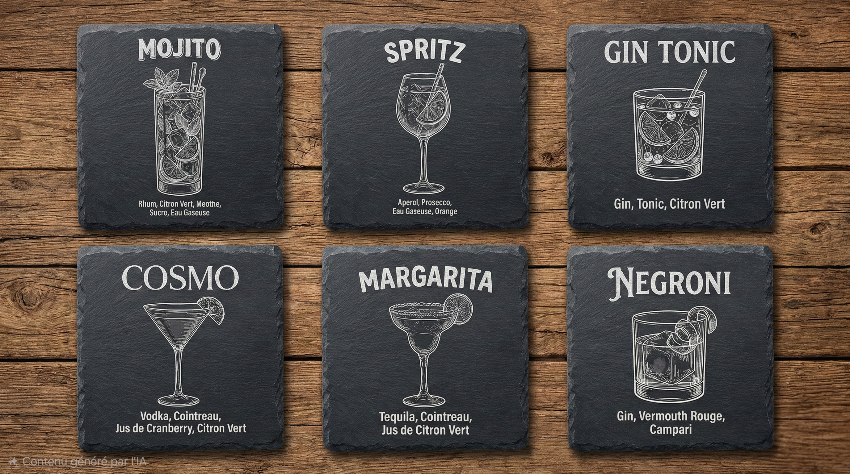 Set de 6 Sous-Verres en Ardoise Naturelle