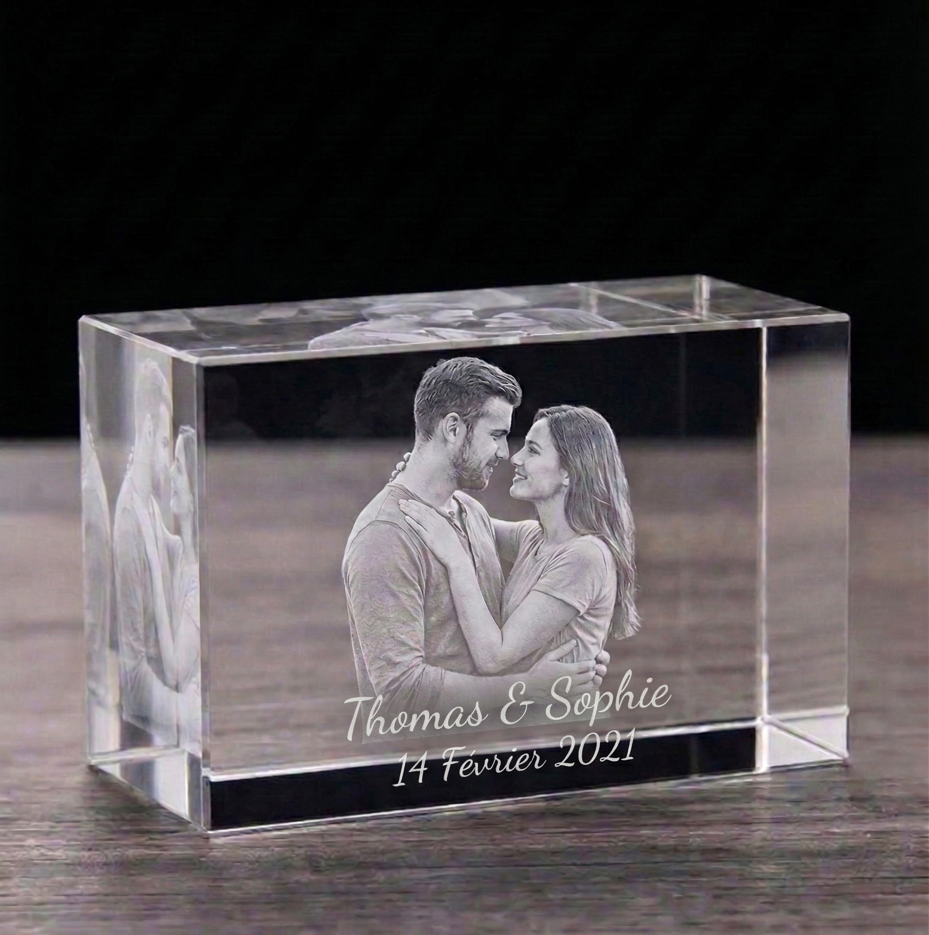 Cube Personnalisé Cristal Horizontal 3D