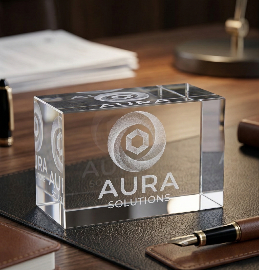 Cube Personnalisé Cristal Horizontal 3D