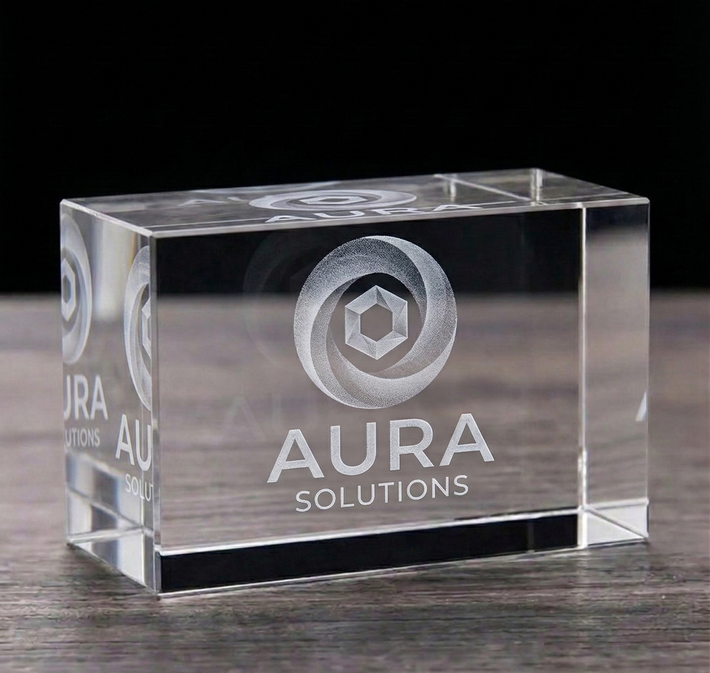 Cube Personnalisé Cristal Horizontal 3D