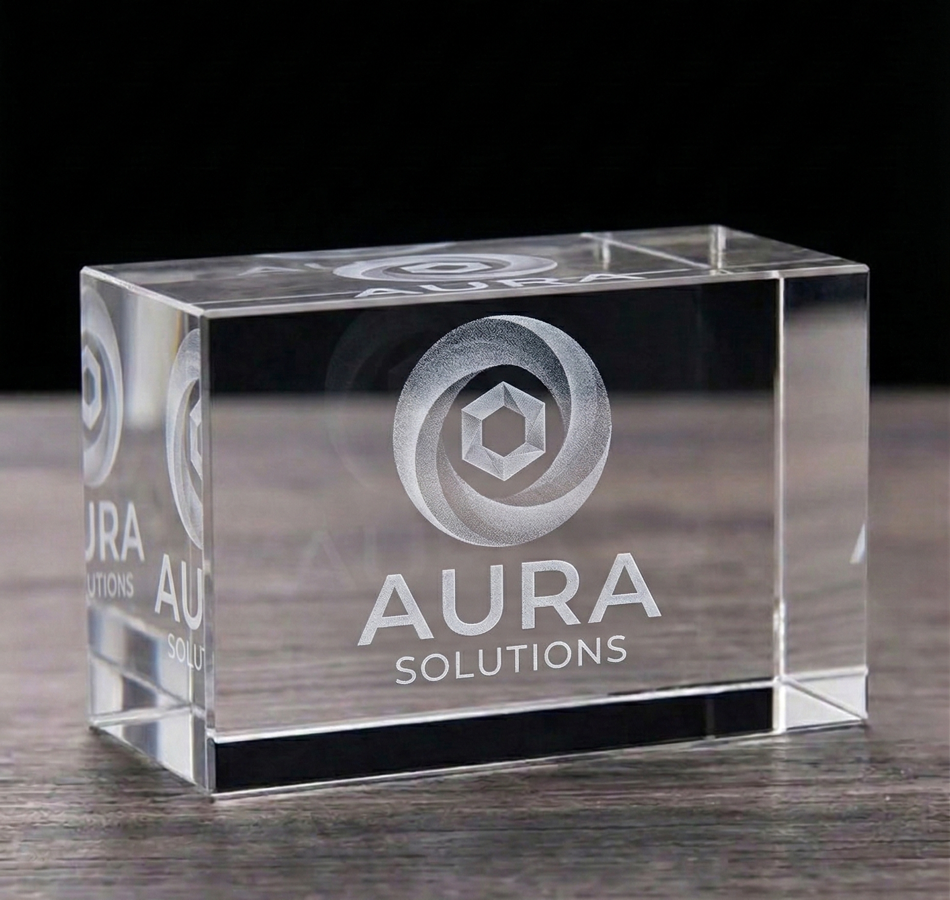 Cube Personnalisé Cristal Horizontal 3D