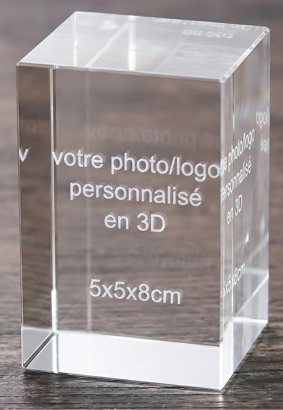 Cube Personnalisé Cristal Vertical 3D