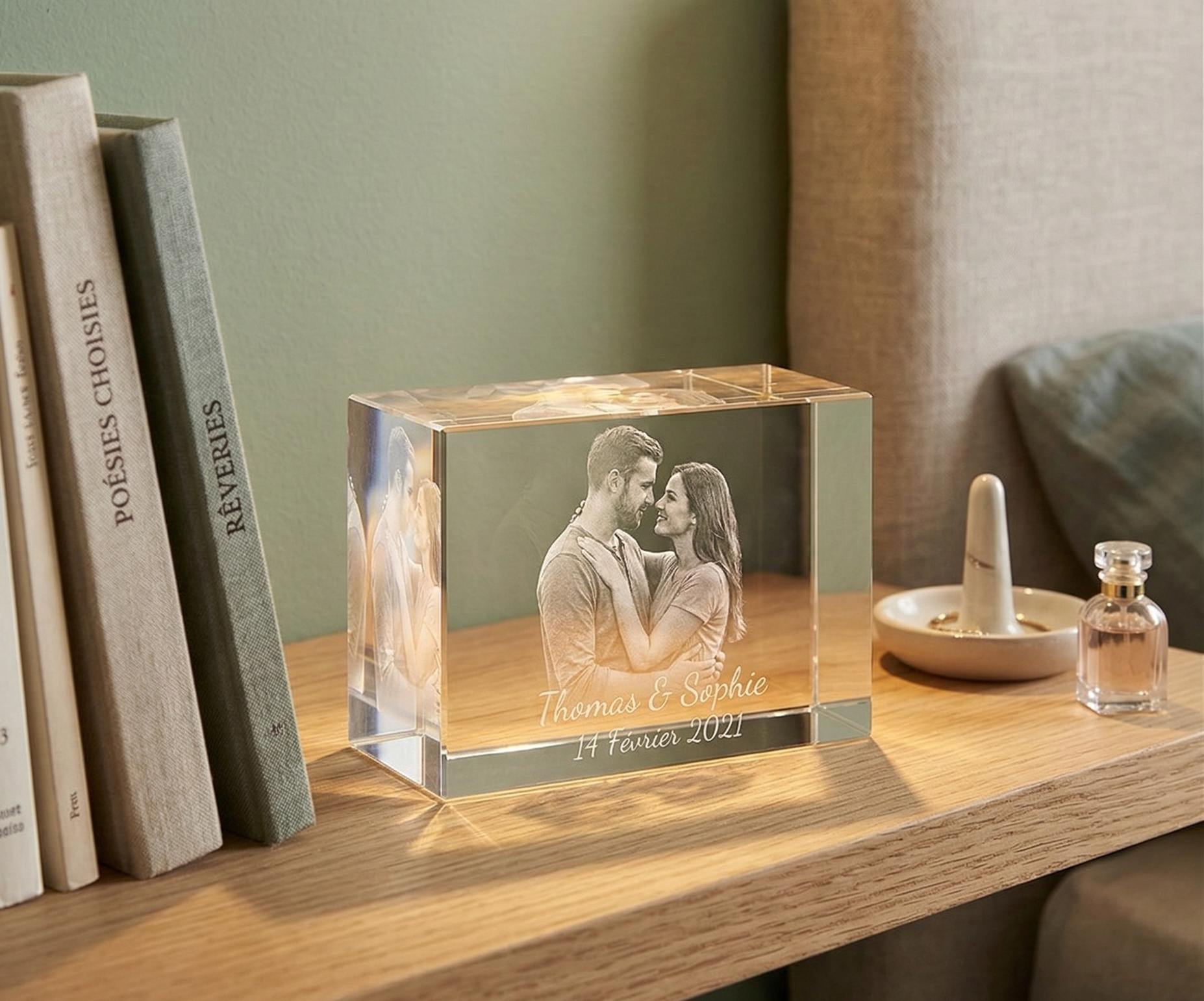 Cube Personnalisé Cristal Horizontal 3D