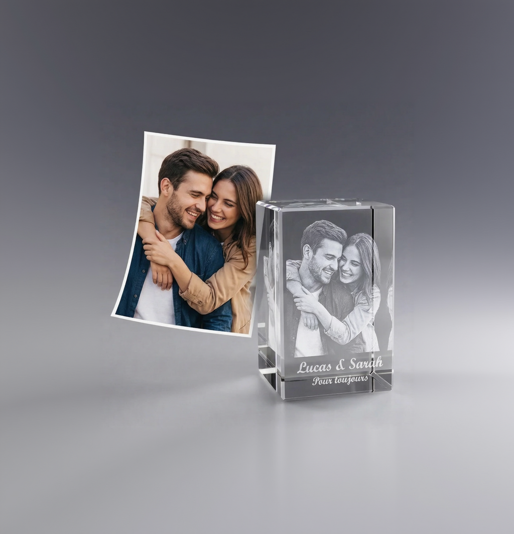 Cube Personnalisé Cristal Vertical 3D